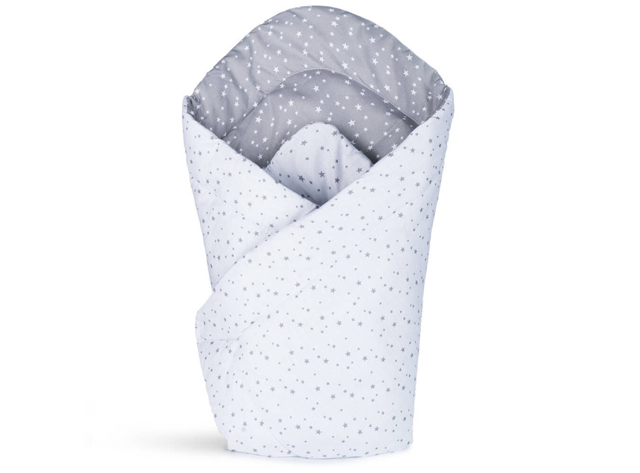 Obojstranná zavinovačka pre bábätká 80x80 cm BABY - Biele a šedé hviezdičky