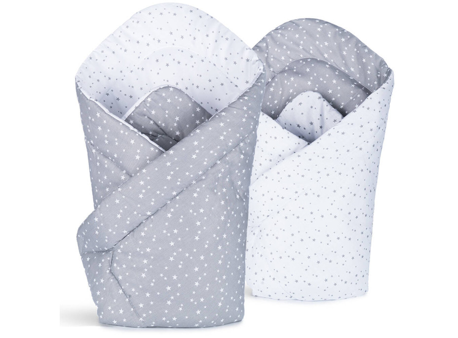 Obojstranná zavinovačka pre bábätká 80x80 cm BABY - Biele a šedé hviezdičky