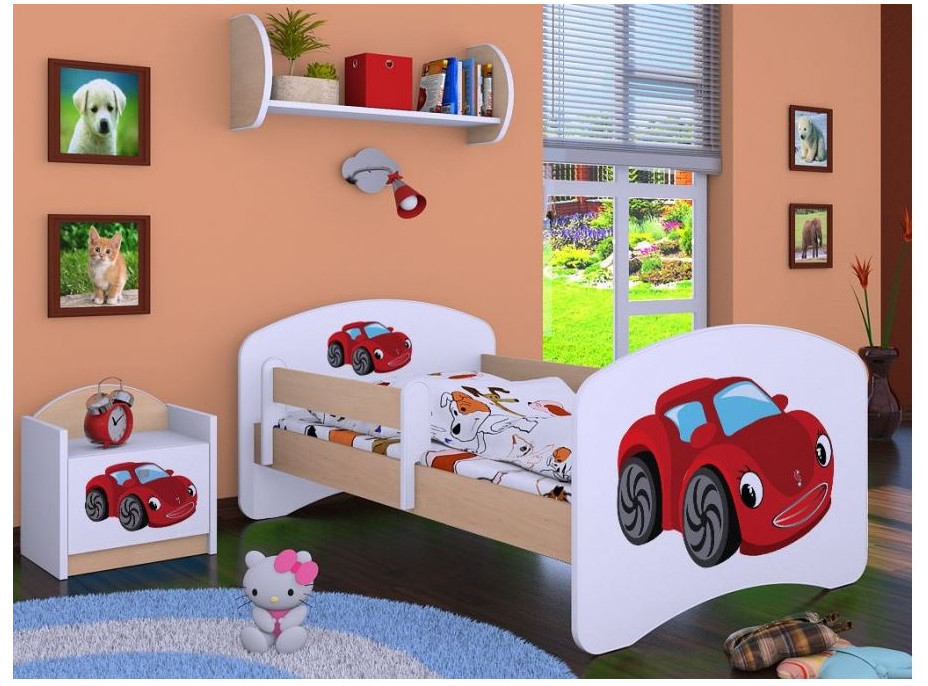 Detská posteľ bez šuplíku 160x80cm RED CAR - svetlá hruška