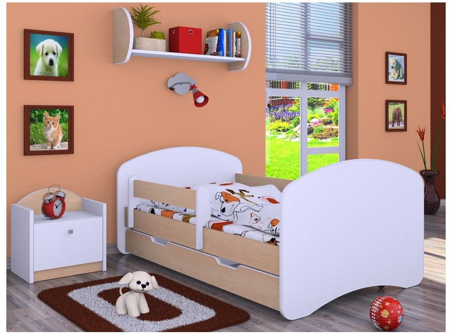 Detská posteľ so zásuvkou 180x90cm bez motívu - svetlá hruška