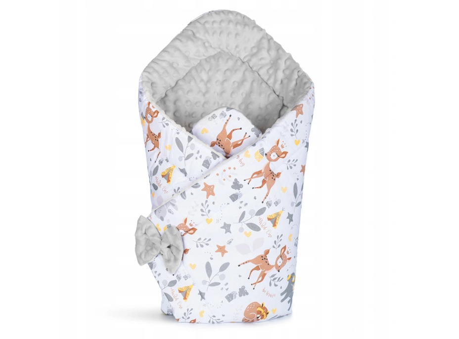 Obojstranná zavinovačka pre bábätká 80x80 cm BABY - Jelínek so sivou Minky
