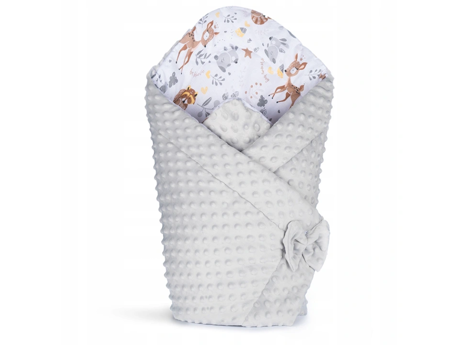 Obojstranná zavinovačka pre bábätká 80x80 cm BABY - Jelínek so sivou Minky