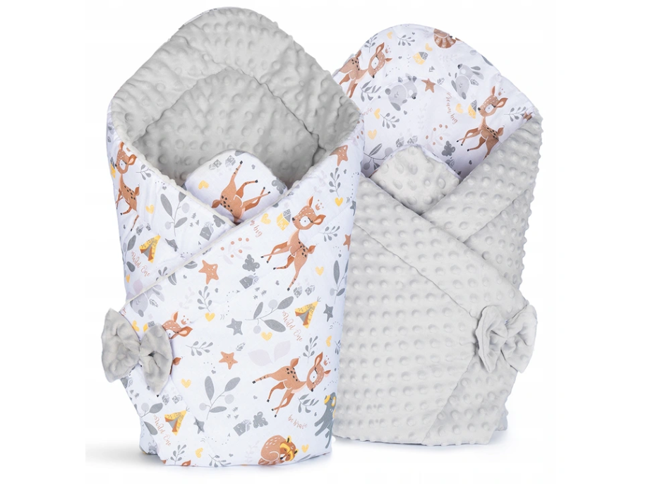 Obojstranná zavinovačka pre bábätká 80x80 cm BABY - Jelínek so sivou Minky