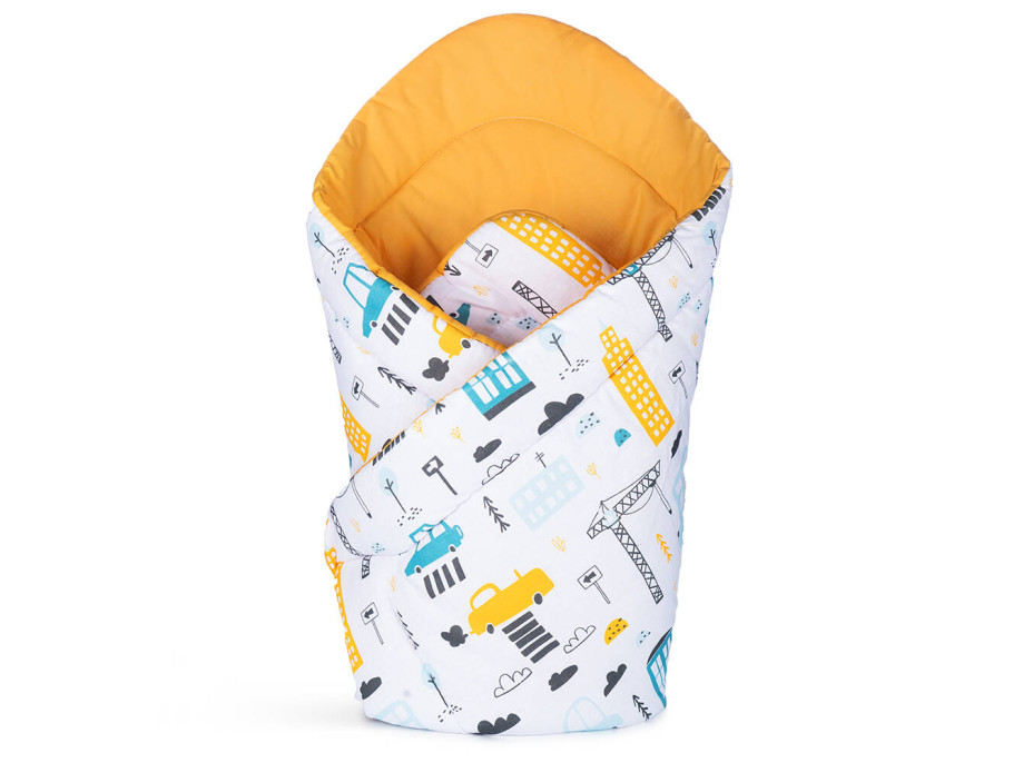 Obojstranná zavinovačka pre bábätká 80x80 cm BABY - Mesto / žltá