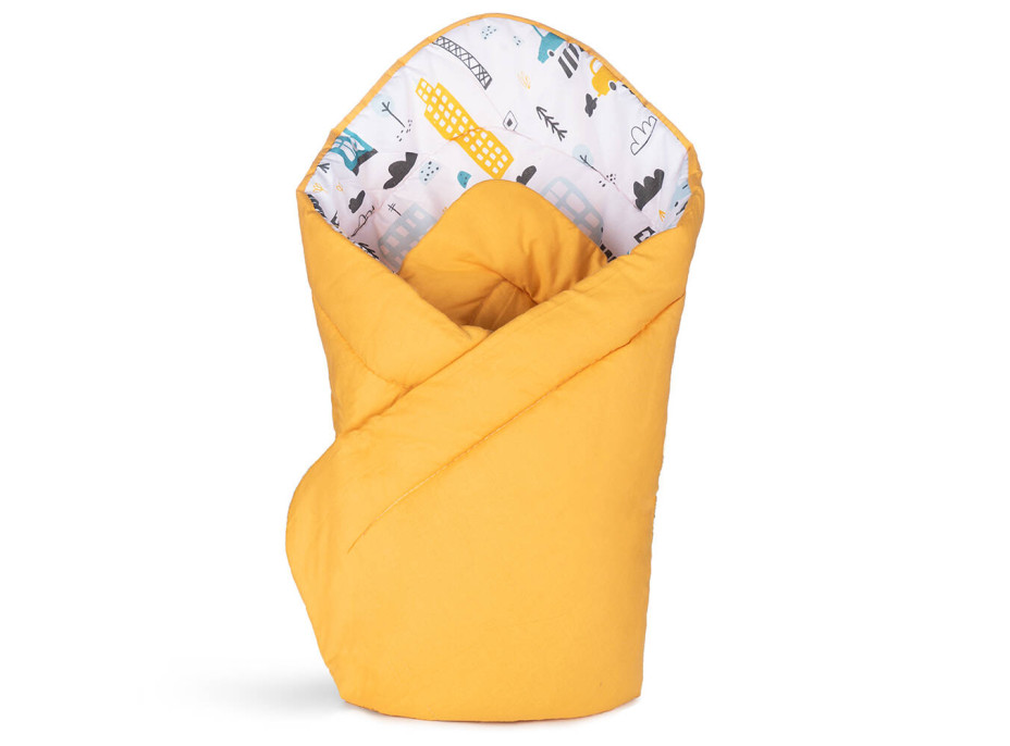Obojstranná zavinovačka pre bábätká 80x80 cm BABY - Mesto / žltá