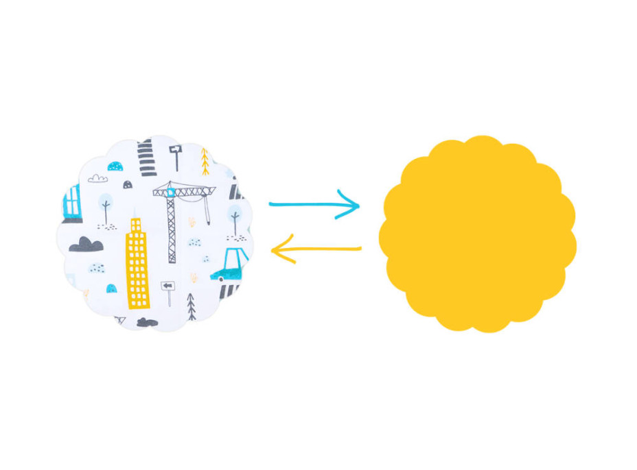 Obojstranná zavinovačka pre bábätká 80x80 cm BABY - Mesto / žltá