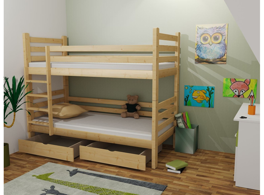 Detská poschodová posteľ z MASÍVU 180x80cm bez šuplíku - M07