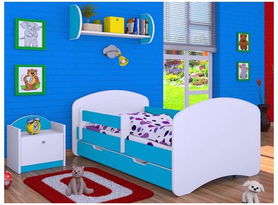 Detská posteľ so zásuvkou 180x90cm bez motívu - modrá