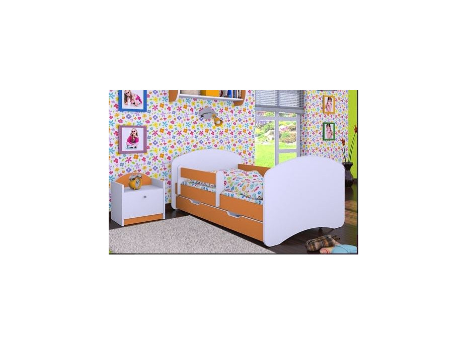 Detská posteľ so zásuvkou 160x80cm bez motívu - oranžová