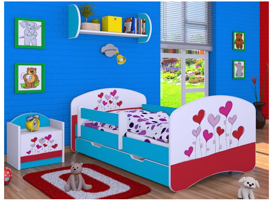 Detská posteľ so zásuvkou 160x80cm LOVE - modrá