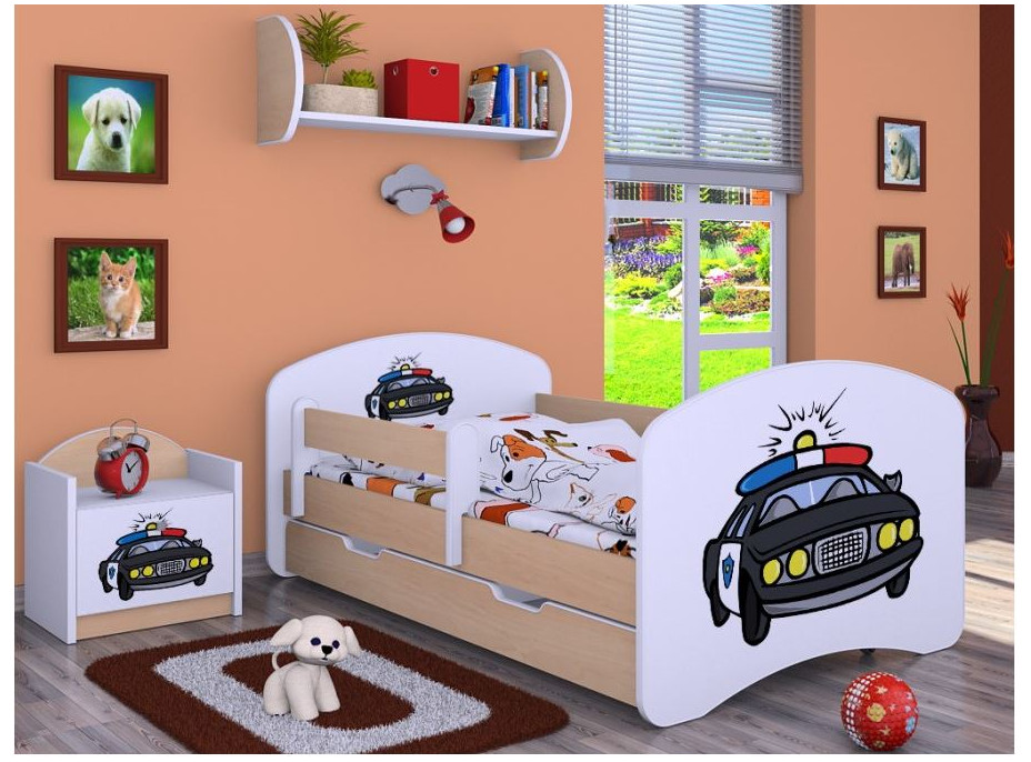 Detská posteľ so zásuvkou 160x80cm POLÍCIA - svetlá hruška