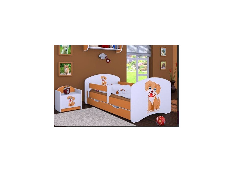 Detská posteľ so zásuvkou 180x90cm PSÍK - oranžová