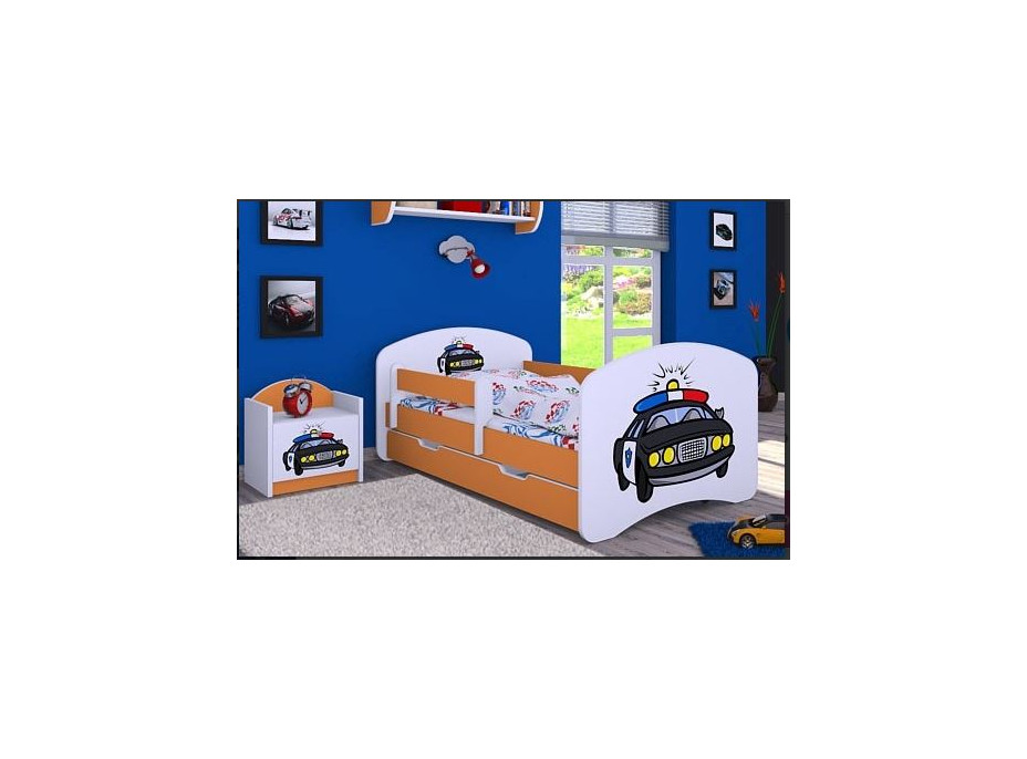Detská posteľ so zásuvkou 180x90cm POLÍCIA - oranžová