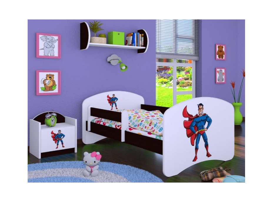 Detská posteľ bez šuplíku 160x80cm SUPERMAN - gaštan wenge