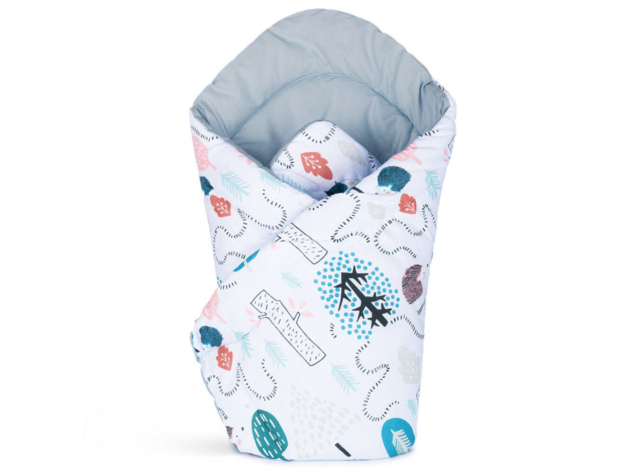 Obojstranná zavinovačka pre bábätká 80x80 cm BABY - Cesta ježka / sivá
