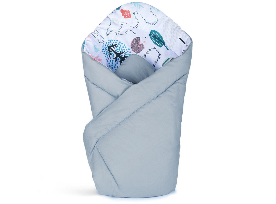 Obojstranná zavinovačka pre bábätká 80x80 cm BABY - Cesta ježka / sivá