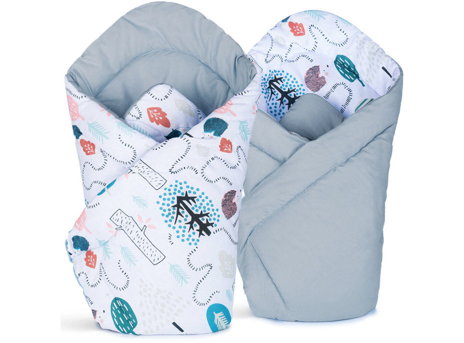 Obojstranná zavinovačka pre bábätká 80x80 cm BABY - Cesta ježka / sivá