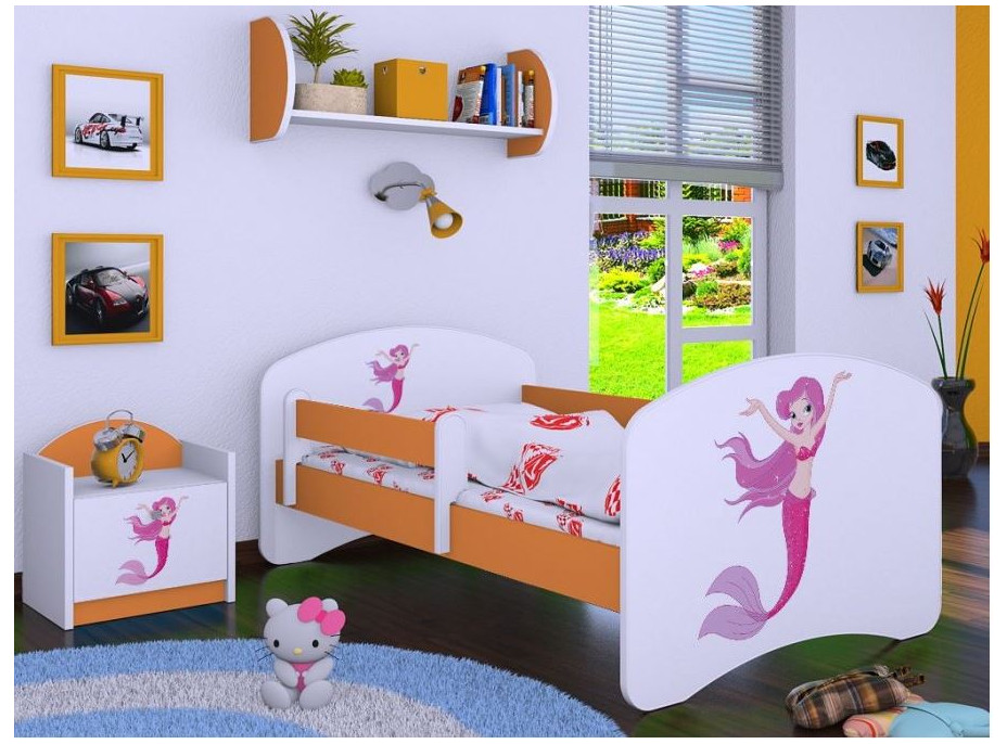 Detská posteľ bez šuplíku 160x80cm málo Mermaid - oranžová
