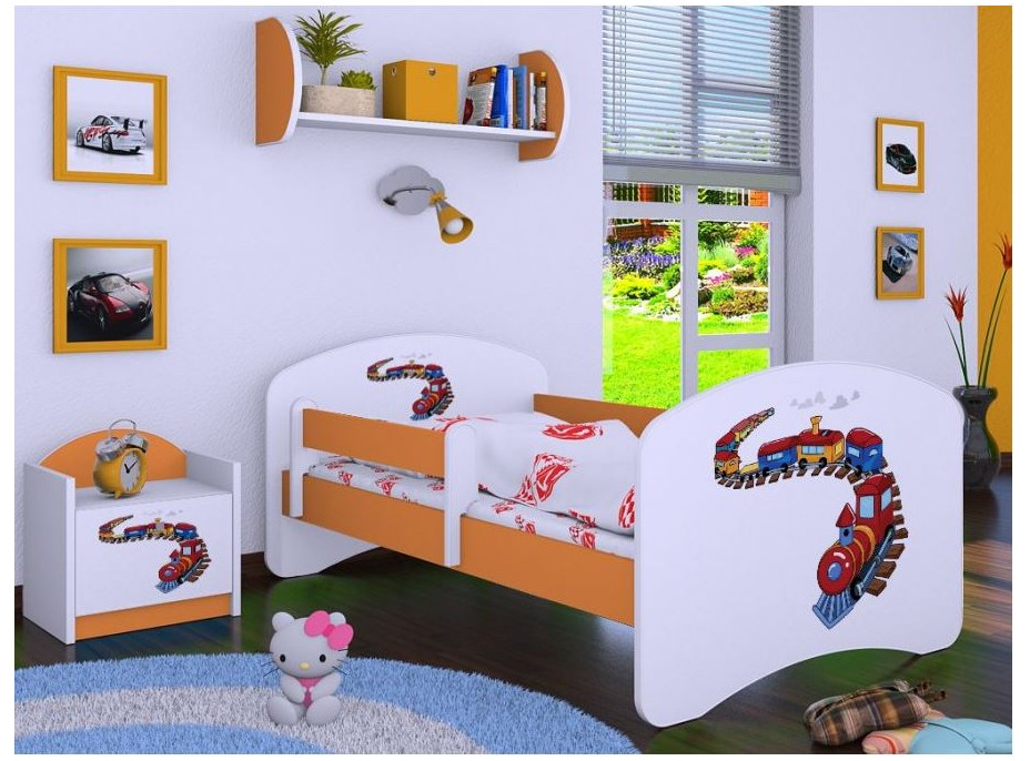 Detská posteľ bez šuplíku 180x90cm MAŠINKA - oranžová