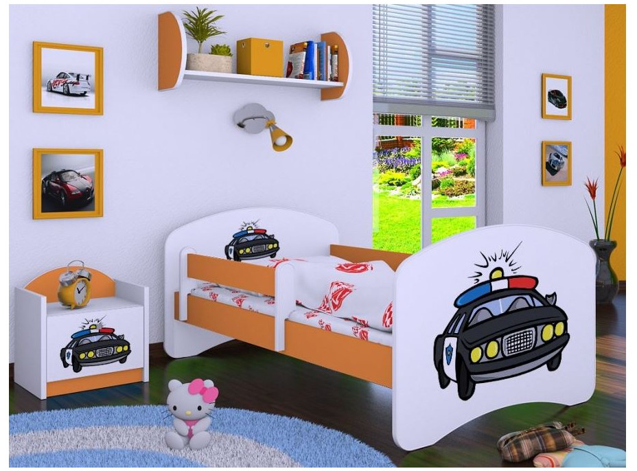 Detská posteľ bez šuplíku 180x90cm POLÍCIA - oranžová