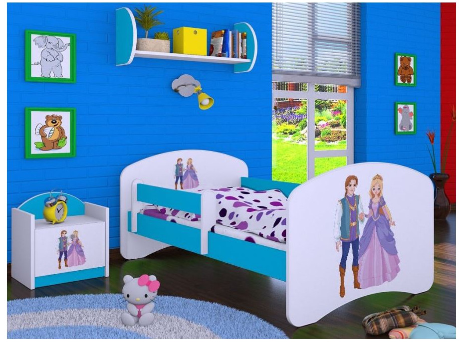 Detská posteľ bez šuplíku 160x80cm PRINC A PRINCEZNA - modrá
