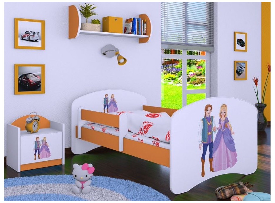 Detská posteľ bez šuplíku 160x80cm PRINC A PRINCEZNA - oranžová