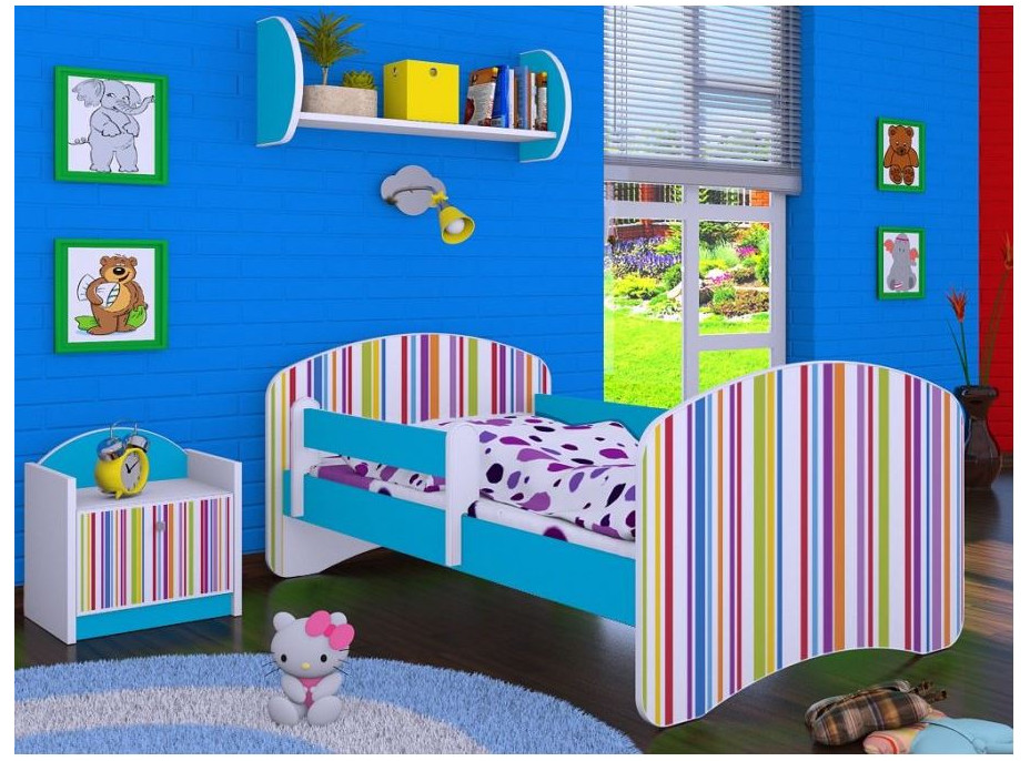 Detská posteľ bez šuplíku 180x90cm PRÚŽKY - modrá