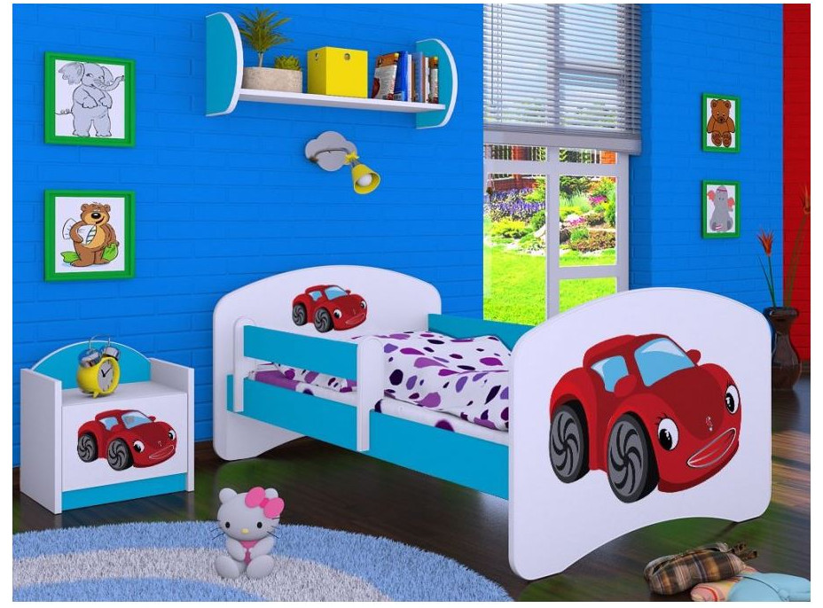 Detská posteľ bez šuplíku 180x90cm RED CAR - modrá
