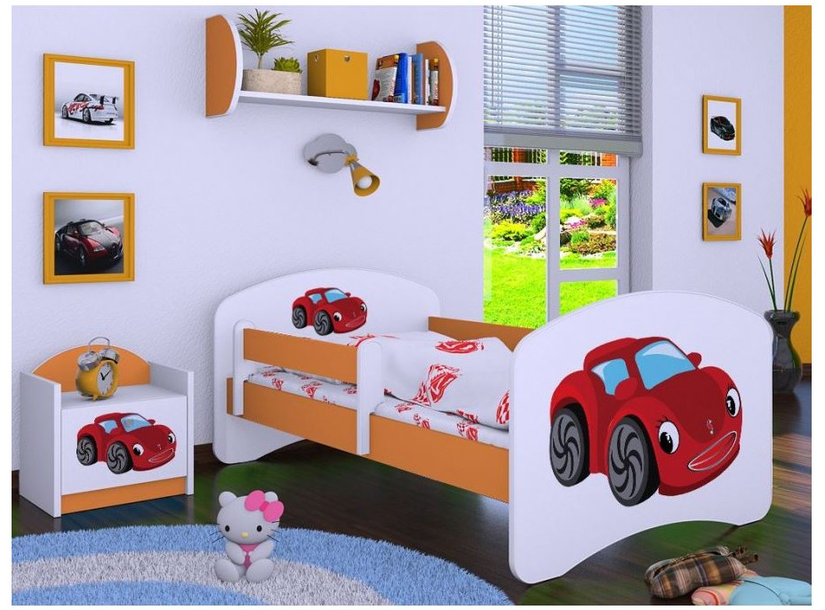 Detská posteľ bez šuplíku 180x90cm RED CAR - oranžová