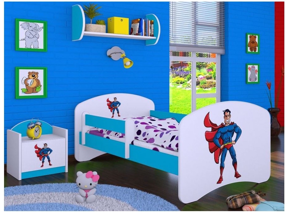 Detská posteľ bez šuplíku 180x90cm SUPERMAN - modrá