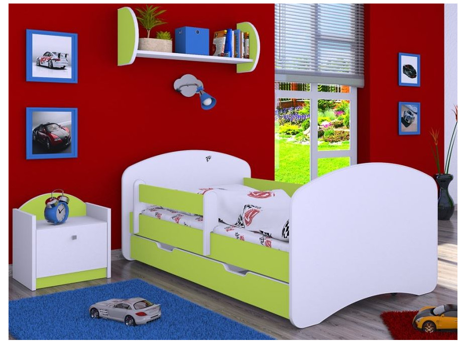 Detská posteľ so zásuvkou 180x90cm bez motívu - zelená