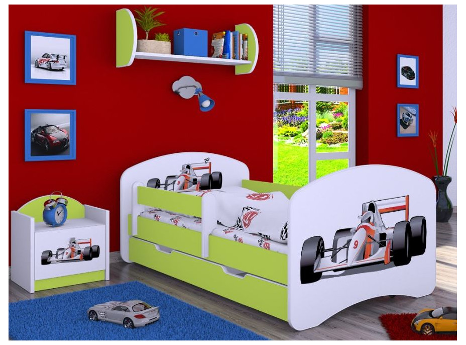 Detská posteľ so zásuvkou 160x80cm FORMULA F1 - zelená