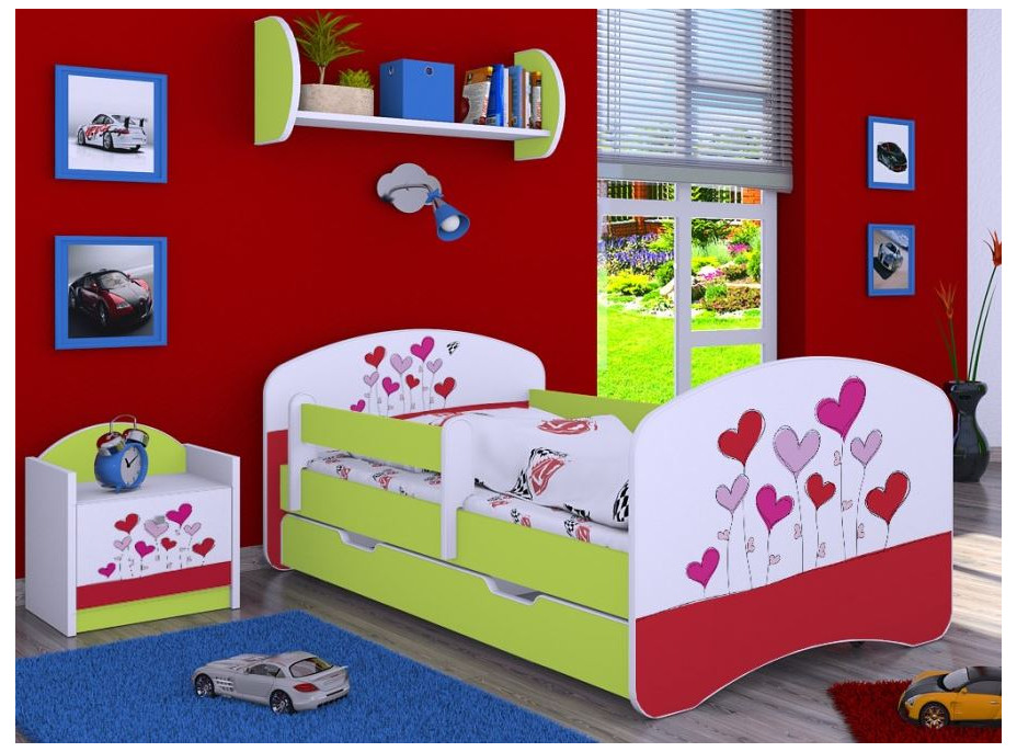 Detská posteľ so zásuvkou 160x80cm LOVE - zelená