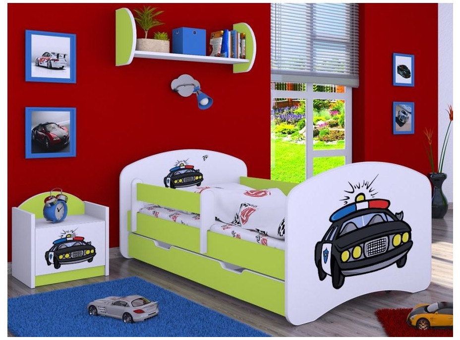 Detská posteľ so zásuvkou 160x80cm POLÍCIA - zelená