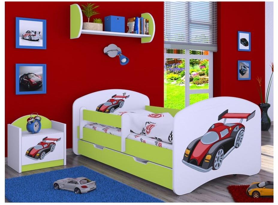 Detská posteľ so zásuvkou 180x90cm SUPER FORMULE - zelená