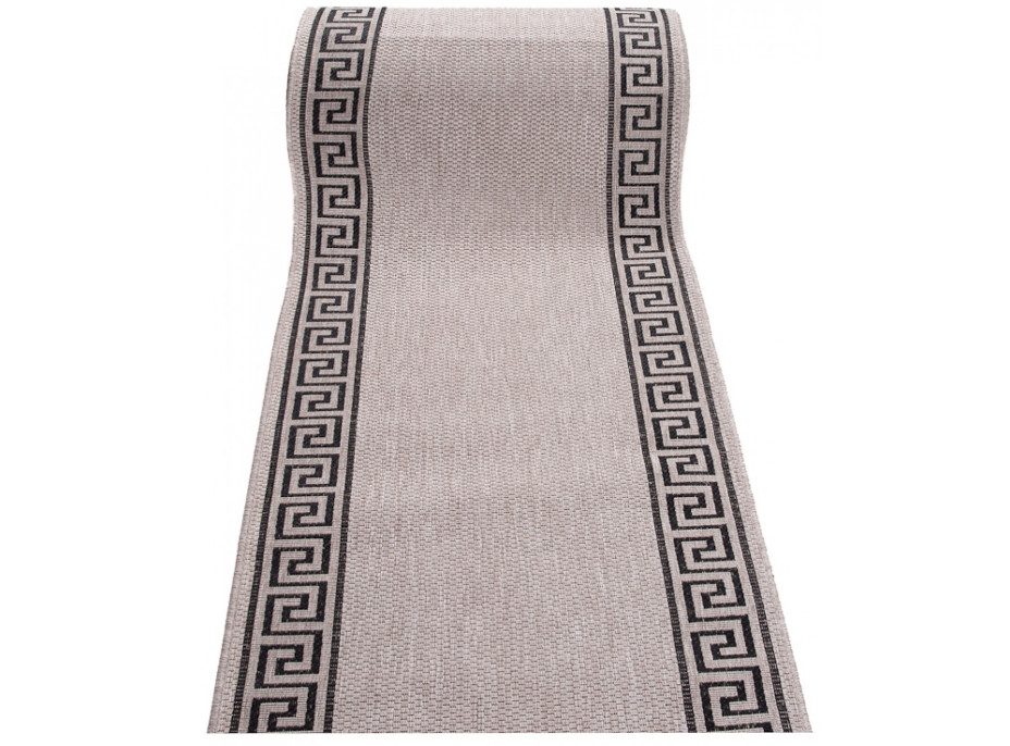 Sisalový PP behúň GREEK - svetlo hnedý / čierny - 100x100 cm