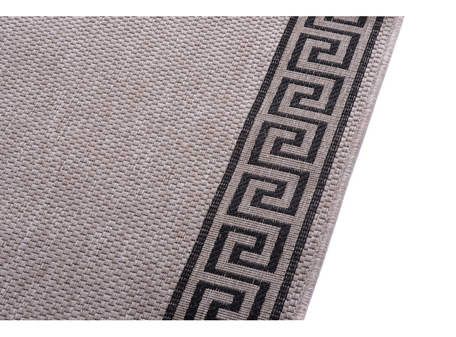 Sisalový PP behúň GREEK - svetlo hnedý / čierny - 100x100 cm