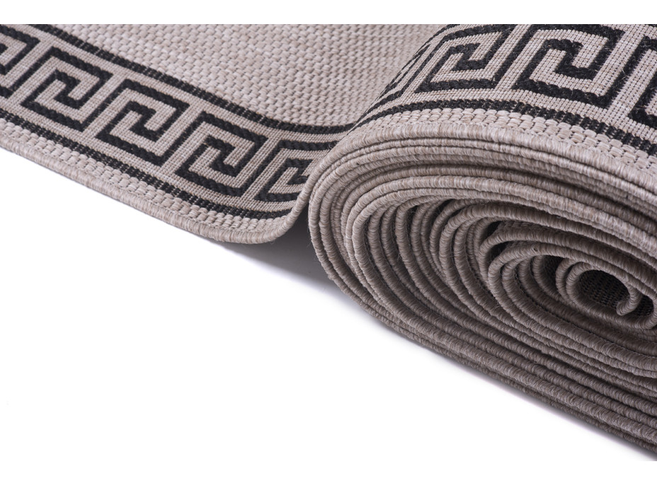 Sisalový PP behúň GREEK - svetlo hnedý / čierny - 100x100 cm