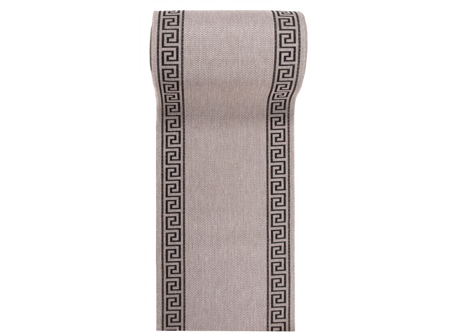 Sisalový PP behúň GREEK - svetlo hnedý / čierny - 100x100 cm