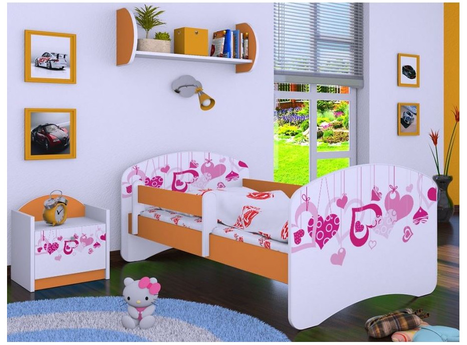 Detská posteľ bez šuplíku 180x90cm FALL IN LOVE - oranžová