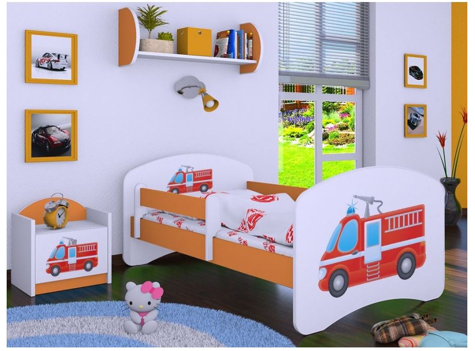Detská posteľ bez šuplíku 160x80cm HASIČI - oranžová