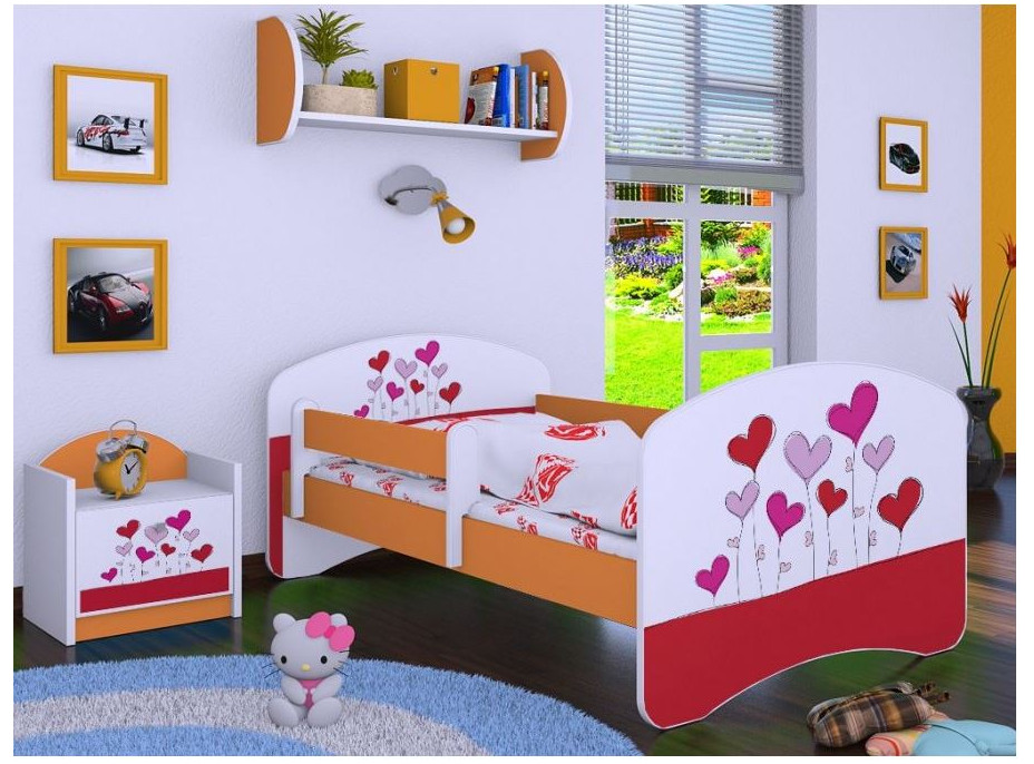 Detská posteľ bez šuplíku 160x80cm LOVE - oranžová