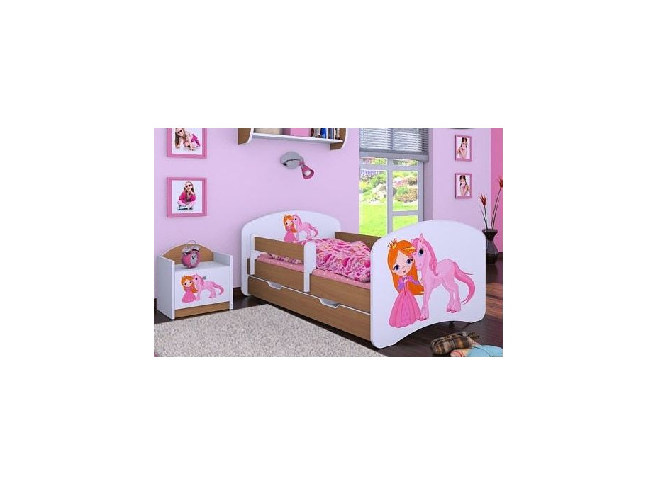 Detská posteľ so zásuvkou 180x90cm PRINC A Jednorožec - buk