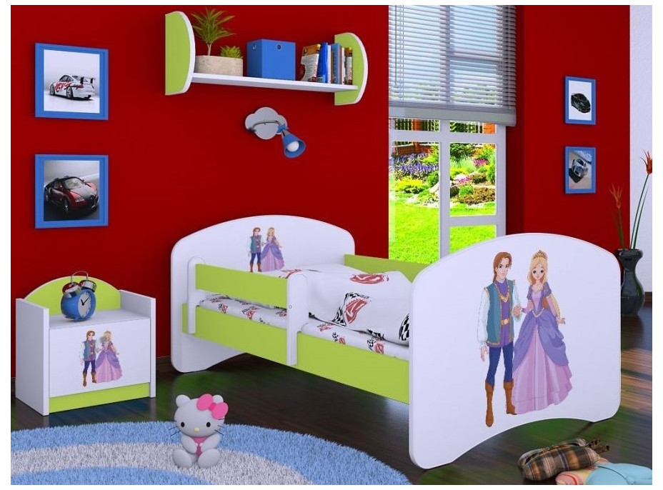 Detská posteľ bez šuplíku 180x90cm PRINC A PRINCEZNA - zelená