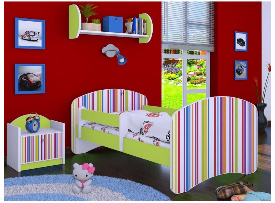 Detská posteľ bez šuplíku 180x90cm PRÚŽKY - zelená