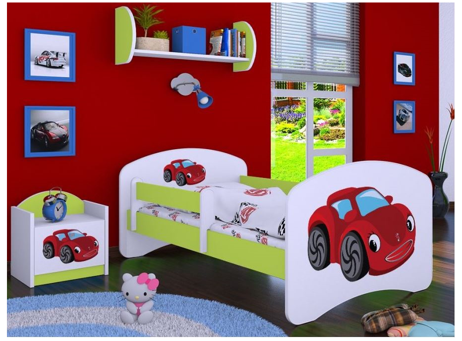 Detská posteľ bez šuplíku 180x90cm RED CAR - zelená