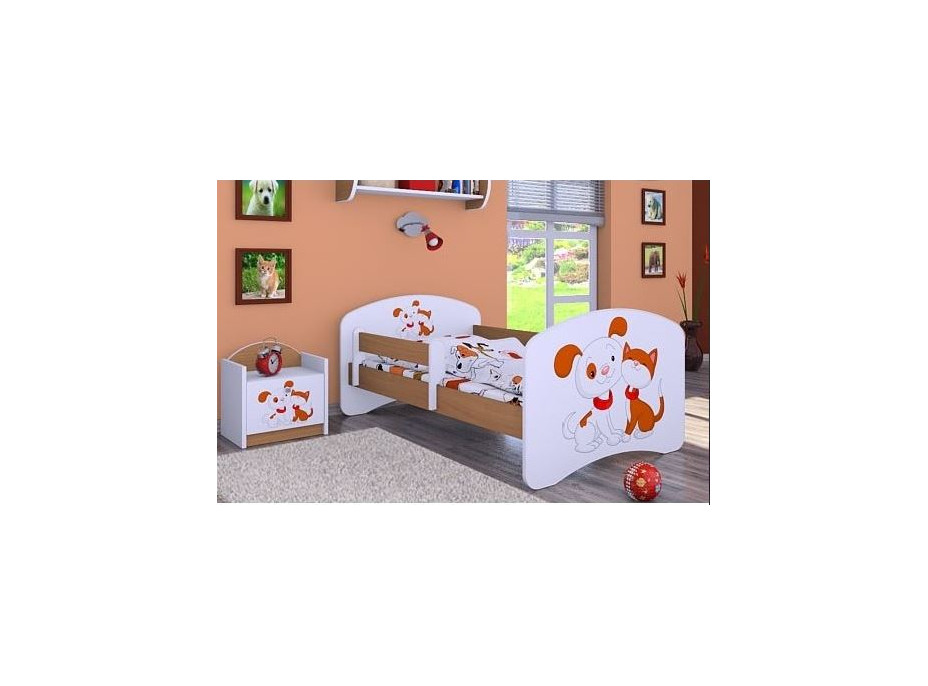 Detská posteľ bez šuplíku 180x90cm PSÍČEK A MAČIČKA - buk