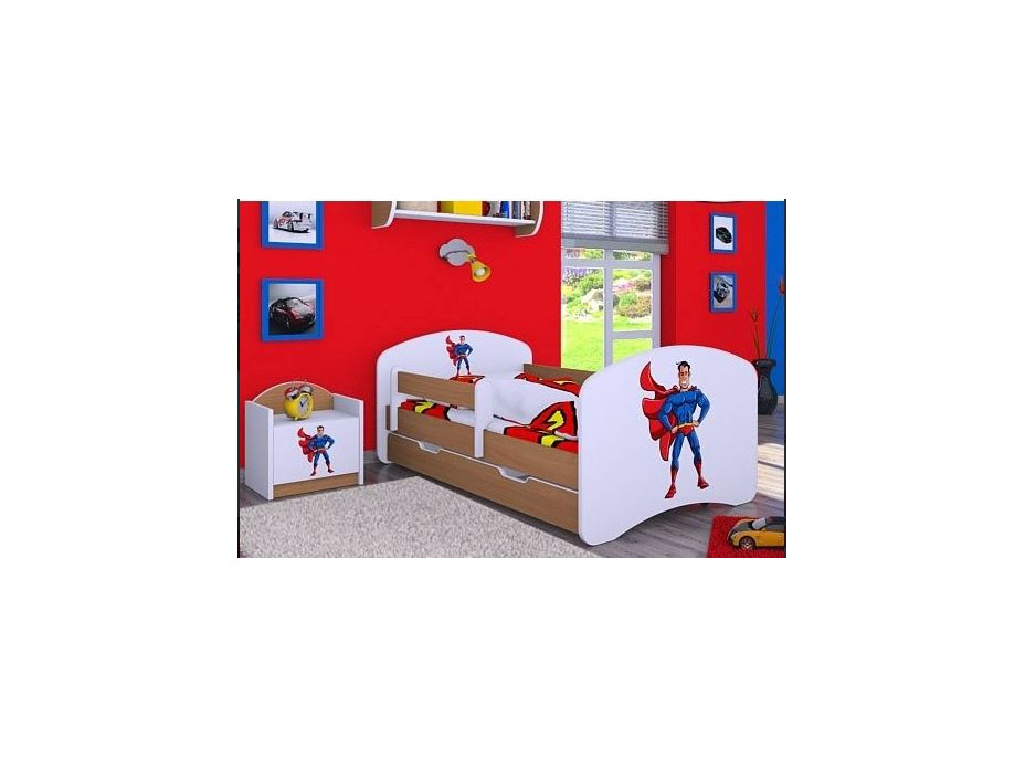 Detská posteľ so zásuvkou 180x90cm SUPERMAN - buk