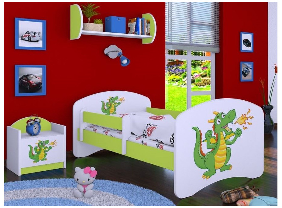 Detská posteľ bez šuplíku 180x90cm ZELENÝ DRAK - zelená