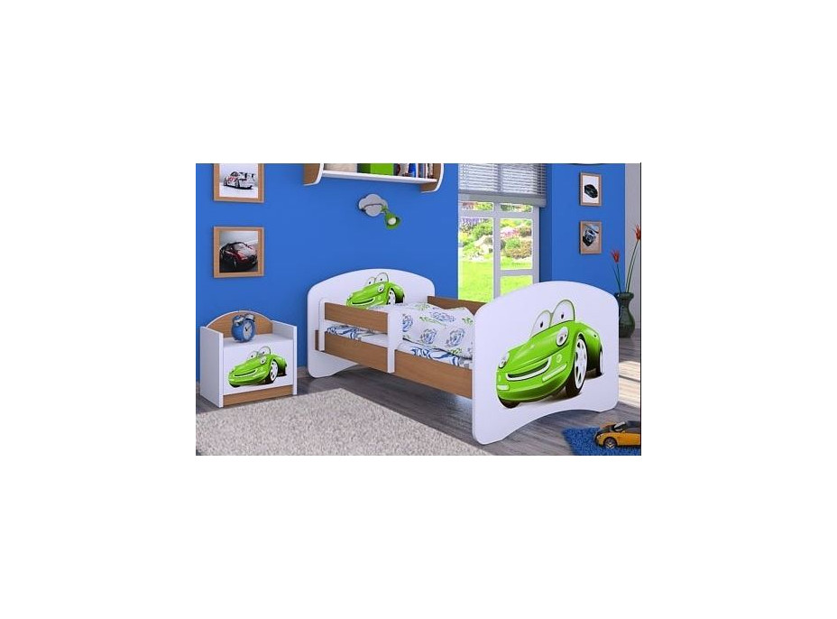 Detská posteľ bez šuplíku 160x80cm ZELENÉ AUTO - buk
